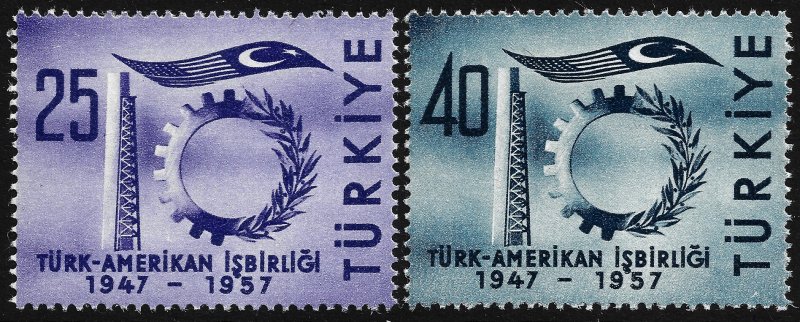 Turkey #1244-45  MNH - View of Bergama  (1957)