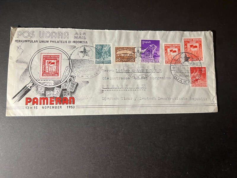 1953 Indonesia Airmail Cover Djakarta to Berlin Germany Pameran