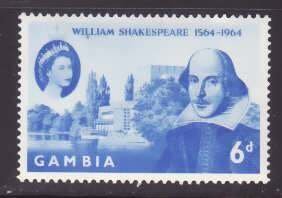 Gambia-Sc#192- id8-unused NH Omnibus set-QEII-Shakespeare-1964-