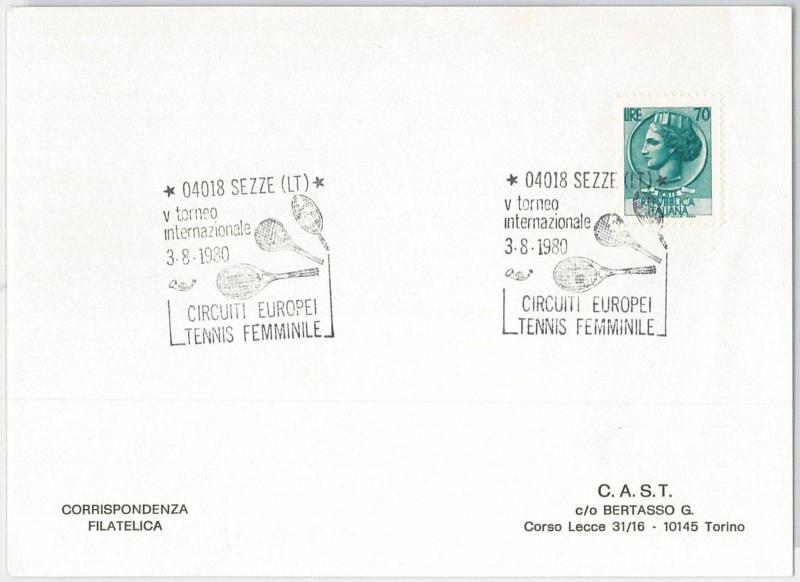 54502 - ITALY - POSTAL HISTORY: SPORTS postmark on COVER: TENNIS camping 1981