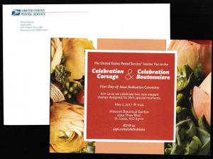 US 5199 5200 Corsage & Boutonniere First Day of Issue Ceremony Invitation 2017