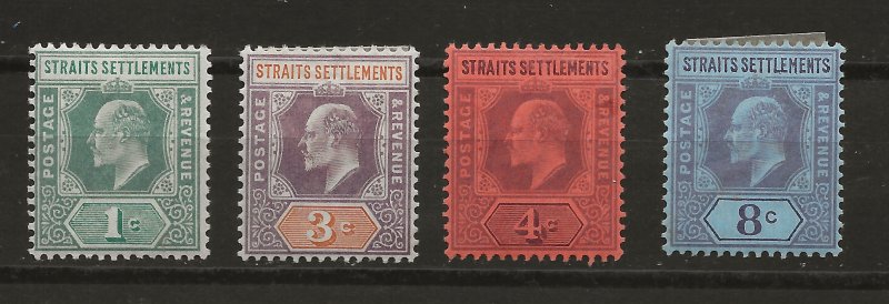 Straits Settlements 93-95, 97 MH F/VF 1902 SCV $16.50 (jr)