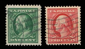 VERY AFFORDABLE GENUINE SCOTT #374 & #375 VF-XF USED 1910 PERF-12 SL-WMK #12238