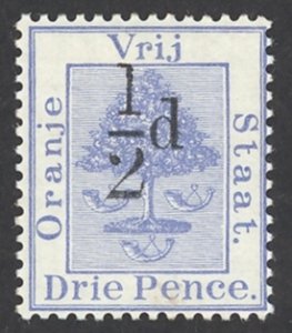 Orange River Colony Sc# 38 MH (b) 1896 ½p on 3p Orange Tree