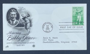 Scott 1933  FDC   Bobby Jones     Artcraft Cachet