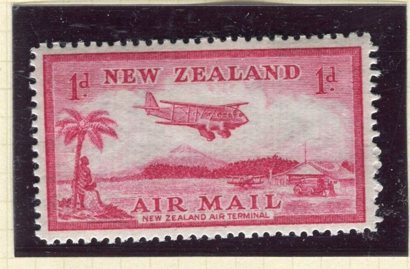 NEW ZEALAND; 1935 early AIRMAIL issue fine Mint hinged 1d. value