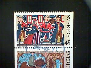 Sweden (Sverige), Scott #1023/1024, used (o) vertical pair, 1973, Christmas