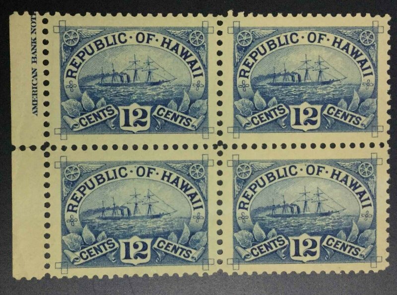 MOMEN: US STAMPS HAWAII #78 IMPRINT BLOCK OF 4 MINT OG NH XF LOT #73897