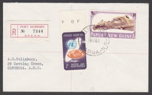 PAPUA NEW GUINEA 1966 Registered cover ex PORT MORESBY - Relief No.3 cds....M660