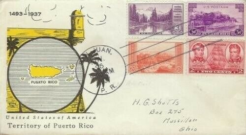 801 3c PUERTO RICO - Linprint combo FDC