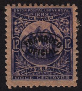 El Salvador O134 Official Usage Postage O/P 1898