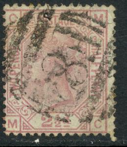 GREAT BRITAIN USED IN TURKEY 1875 2 1/2d QV PLATE 3 Sc 66 w SMYRNA F87 Cxl