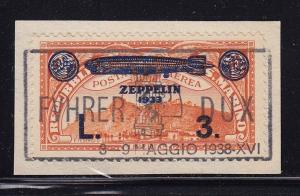 San Marino Scott # C11 zeppelin used on piece VF cv $ 150  ! see pic !