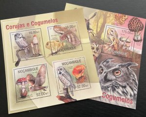 2013 MOZAMBIQUE. Owls & Mushrooms. 2 Blades Block (1 HB 1v + 1 HB 4v) NHM-