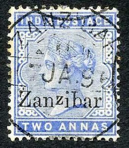 Zanzibar SG7 2a Blue Small second Z and inverted Q for B (tone spots)