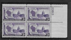 #957 MNH Plate Block
