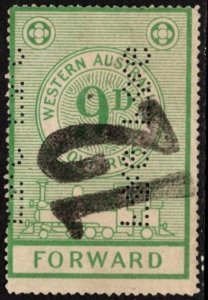 Rare 1923 Western Australia Revenue 9 Pence Government Railways F&G Used Perfin