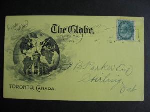 CANADA 1901 The Globe private advertising postcard, quite interesting, check it! 