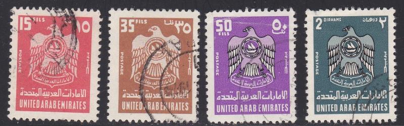 United Arab Emirates #  71, 72, 73 & 80, National Arms, Used, 1/3 Cat..