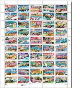 US Stamp 2002 34c Greetings from America - 50 Stamp Sheet #3561-610