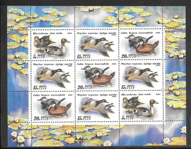 Russia #6009-11A MNH 1991 Ducks SOUVENIR SHEET