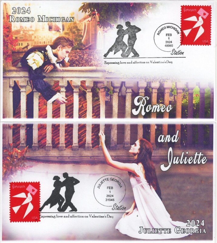 24-011, 2024, LOVE, Event Covers, Pictorial  Postmark, Romeo MI, Juliette GA, Va