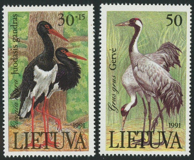 Lithuania #403-404 Birds Nature Animals Postage Stamps 1991 Europe Mint LH