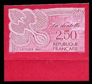 France, 1950-Present #2205 (YT 2631) Cat€15, 1990 Lace Work, imperf. sheet ...