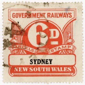 (I.B) Australia - NSW Government Railways : Parcel Stamp 6d (Sydney) 1929