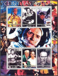 Congo 2005 Cinema Clint Eastwood Sheet of 6 MNH Cinderella !