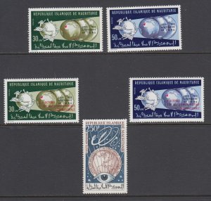 Mauritania Sc 316-317, 321-322, C63 MNH. 1967 Air Mail, 1974 UPU issues, 3 sets