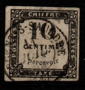 FRANCE SGD86 1859 10c BLACK POSTAGE DUE USED