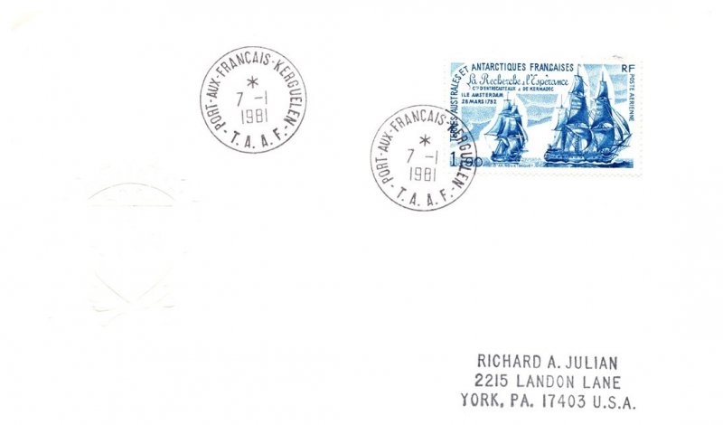 French Southern and Antarctic Terr., Worldwide First Day Cover