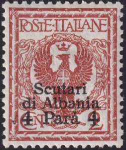 Italian Offices Abroad: Scutari 1915 #9 xf mh (eGrade 92) 4pa on 2c Orange Brown