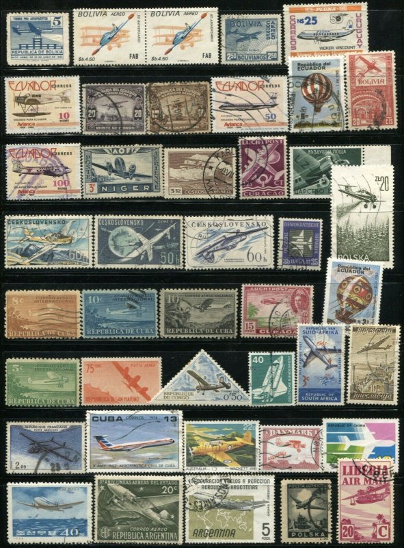 Worldwide Airmail Postage Stamp Collection Planes Aero Post Mint Used