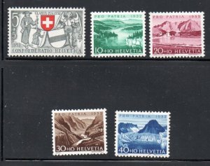 Switzerland Sc B212-16 1952 Pro Patria views stamp set mint NH