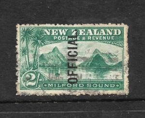 NEW ZEALAND 1907   2/-   PICTORIAL  OFFICIAL FU  SG O66