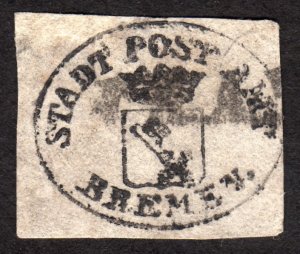 1853, Germany Bremen, Used cut square, Mi SU4