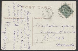 1911 Aspotogan NS Split Ring Postmark On Post card to Calgary Alberta