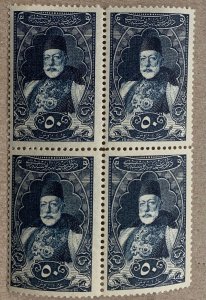 Turkey 1916 50pia indigo Sultan block, MNH. Scott 438, CV $12.00+. Isfila 716