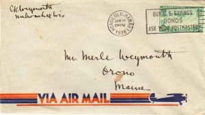 United States Hawaii Honolulu 1938 machine  20c Clipper Trans Pacific Airmail.