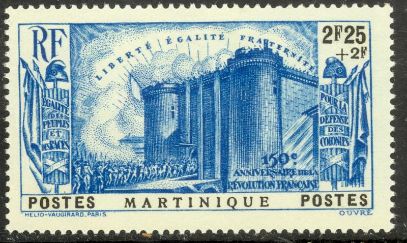 MARTINIQUE 1939 2.25fr+2fr FRENCH REVOLUTION Semi Postal Sc B7 MH