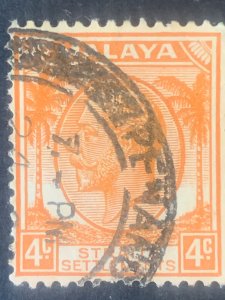 4c Malaya postage stamp  ,  black cancelled postage used, refno:5015