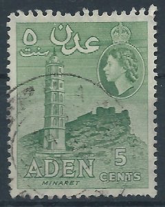 Aden 1953 - QE2 5c green wmk Mult Script CA - SG48 used