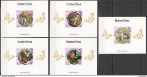 Lx542 Imperf 2016 Sierra Leone Fauna Insects Butterflies Uv Cardboard 5Bl Mnh