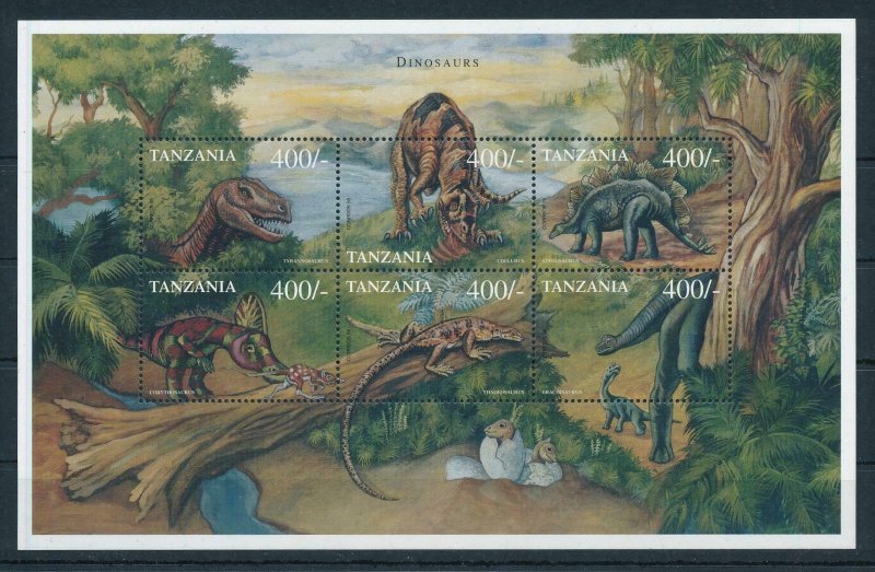 [106354] Tanzania 1999 Prehistoric animals dinosaurs Stegosaurus Sheet MNH