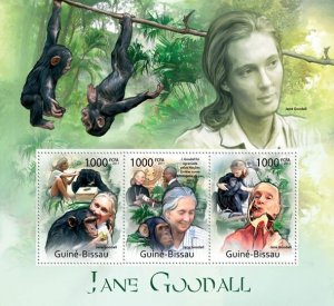 GUINEA BISSAU - 2011 - Jane Goodall, Monkeys - Perf 3v Sheet-Mint Never Hinged