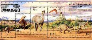Australia 1993 Prehistoric Animals m/sheet containing com...