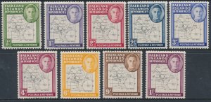 Falkland Islands Dependency SG G9 - G16 MH 1946 Thin Map