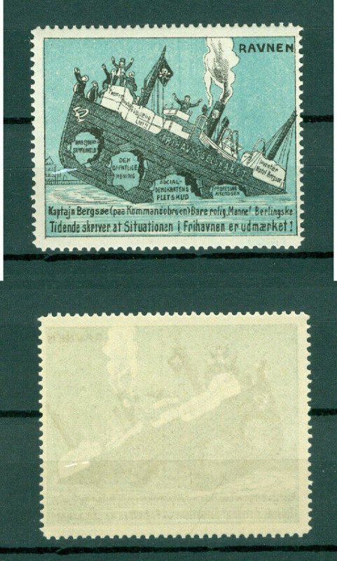 Denmark. Poster Stamp MNH +_ 1915. Ship  Ravnen. Political Trade Protest. 